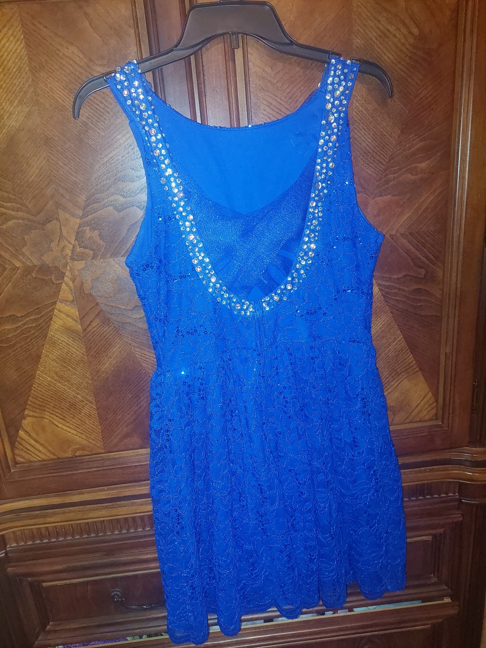 Homecoming Dress Embellished Royal Blue Lace Cocktail Dress - Juniors Size 9